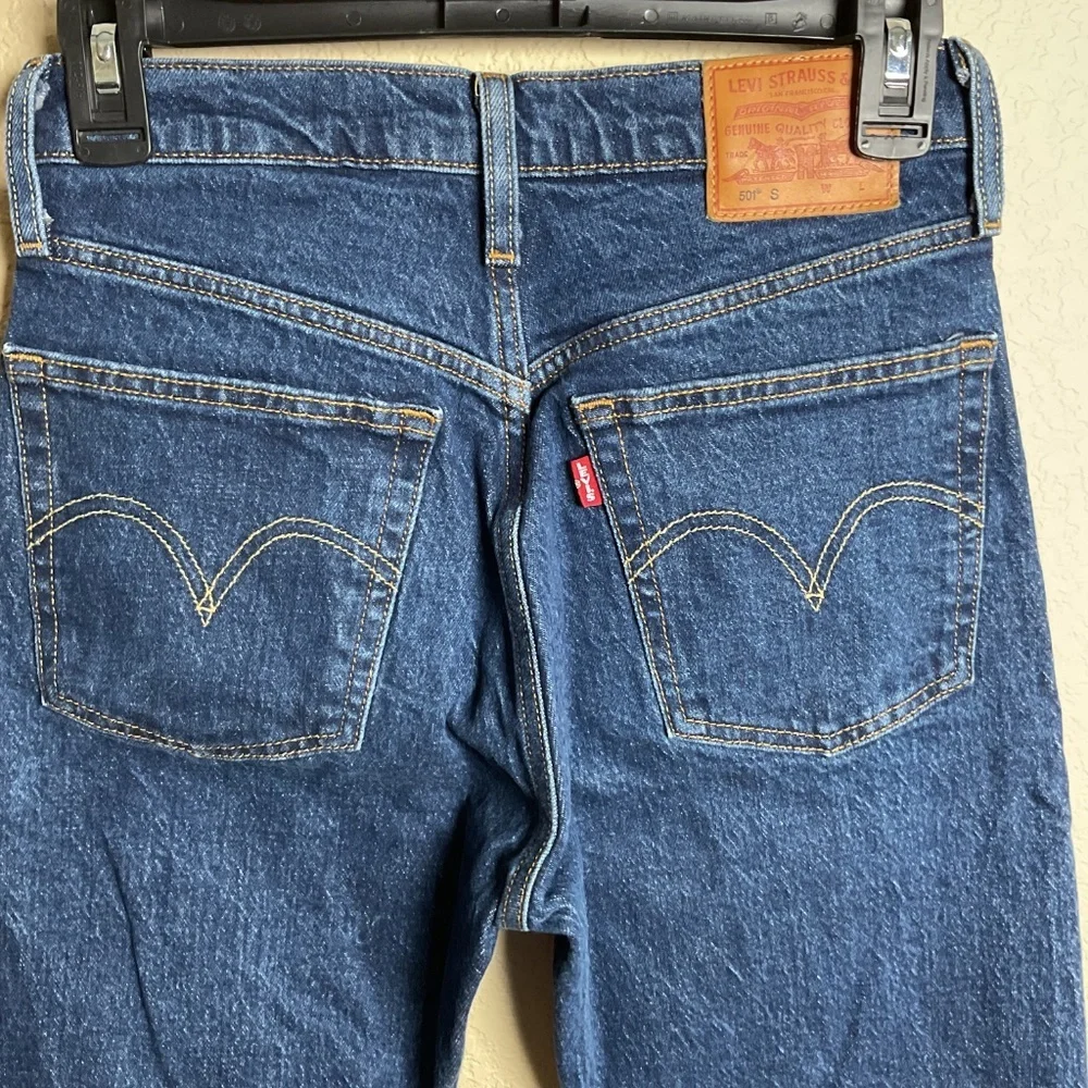 Levis Womens W25 L32 501 Skinny Premium Blue Denim High Wasted Jeans - Picture 5 of 10
